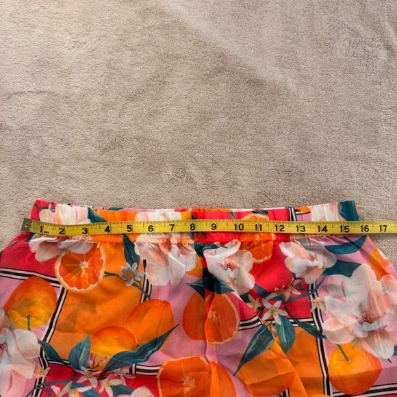 Boohoo Floral Citrus Print Wide Leg Sheer Beach Trousers Tropical Summer Sz 12 - Picture 10 of 12